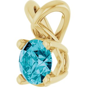 14K Yellow Gold 3.5 mm Round Natural London Blue Topaz Pendant