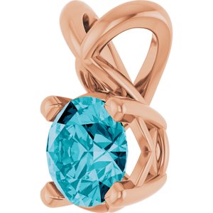 14K Rose Gold 5 mm Round Natural London Blue Topaz Pendant