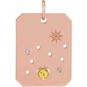 14K Rose Gold Natural Citrine & .01 CTW Natural Diamond Leo Constellation Pendant