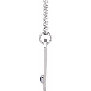 Sterling Silver Natural Blue Sapphire & .01 CTW Natural Diamond Capricorn Constellation 16-18" Necklace
