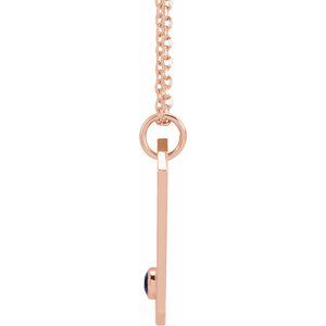 14K Rose Gold Natural Blue Sapphire & .01 CTW Natural Diamond Capricorn Constellation 16-18" Necklace