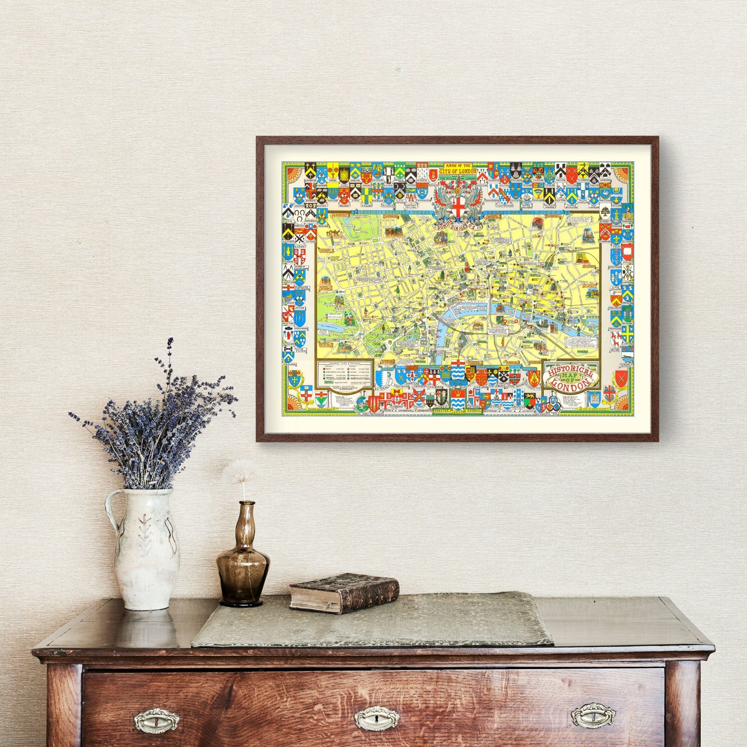 Vintage Map of London, England 1965