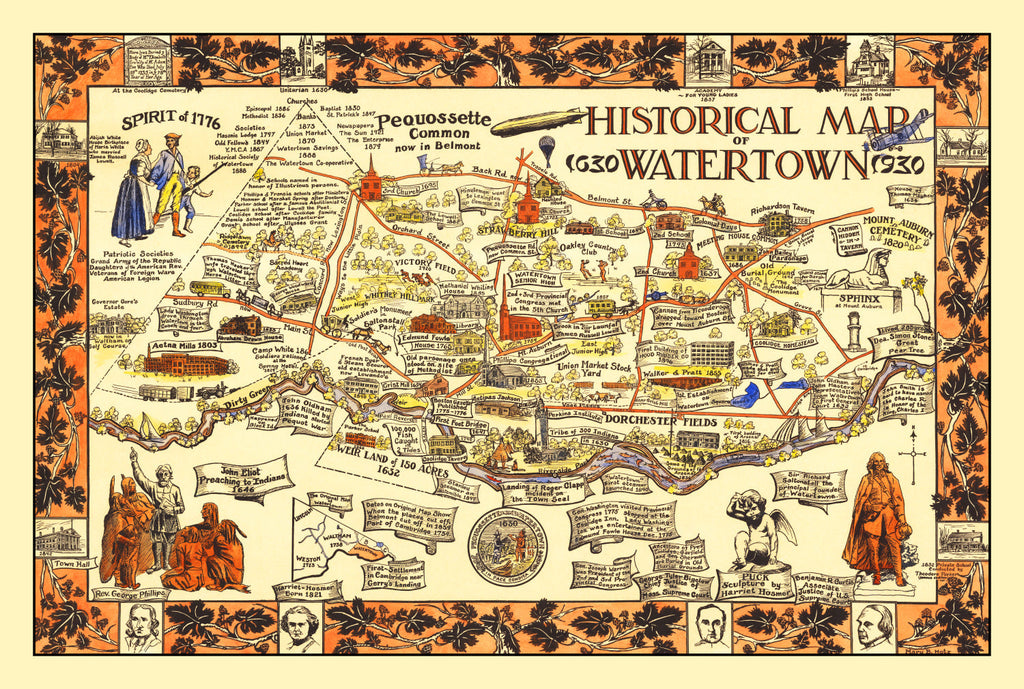 Vintage Map of Watertown, New York 1930