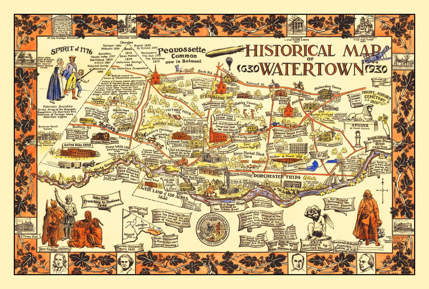 Vintage Map of Watertown, New York 1930