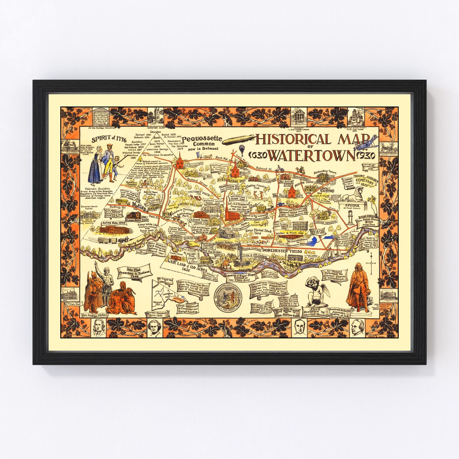 Vintage Map of Watertown, New York 1930