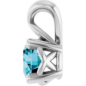 Platinum 5 mm Round Natural London Blue Topaz Pendant