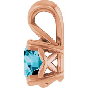 14K Rose Gold 5 mm Round Natural London Blue Topaz Pendant