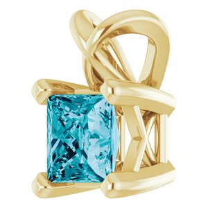 14K Yellow Gold 4x4 mm Square Natural London Blue Topaz Pendant