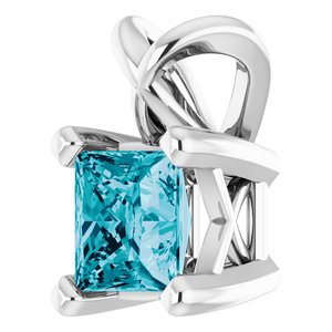 Sterling Silver 4x4 mm Square Natural London Blue Topaz Pendant