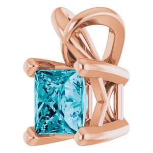 14K Rose Gold 4x4 mm Square Natural London Blue Topaz Pendant