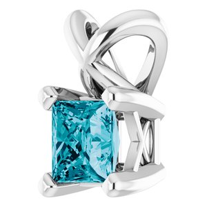 Platinum 3.5x3.5 mm Square Natural London Blue Topaz Pendant