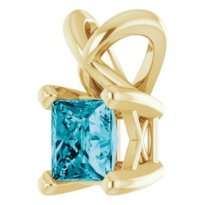 14K Yellow Gold 3.5x3.5 mm Square Natural London Blue Topaz Pendant