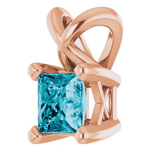 14K Rose Gold 3.5x3.5 mm Square Natural London Blue Topaz Pendant