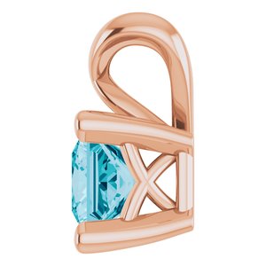 14K Rose Gold 3.5x3.5 mm Square Natural London Blue Topaz Pendant