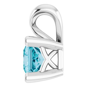 Sterling Silver 3.5x3.5 mm Square Natural London Blue Topaz Pendant