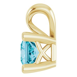 14K Yellow Gold 3.5x3.5 mm Square Natural London Blue Topaz Pendant