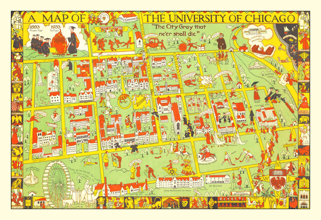 Vintage Map of University of Chicago, 1932