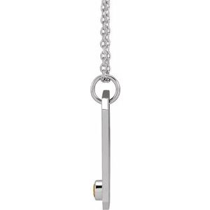 14K White Gold Natural Spessartite Garnet & .01 CTW Natural Diamond Virgo Constellation 16-18" Necklace