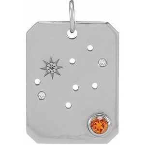 Platinum Natural Spessartite Garnet & .01 CTW Natural Diamond Virgo Constellation Pendant