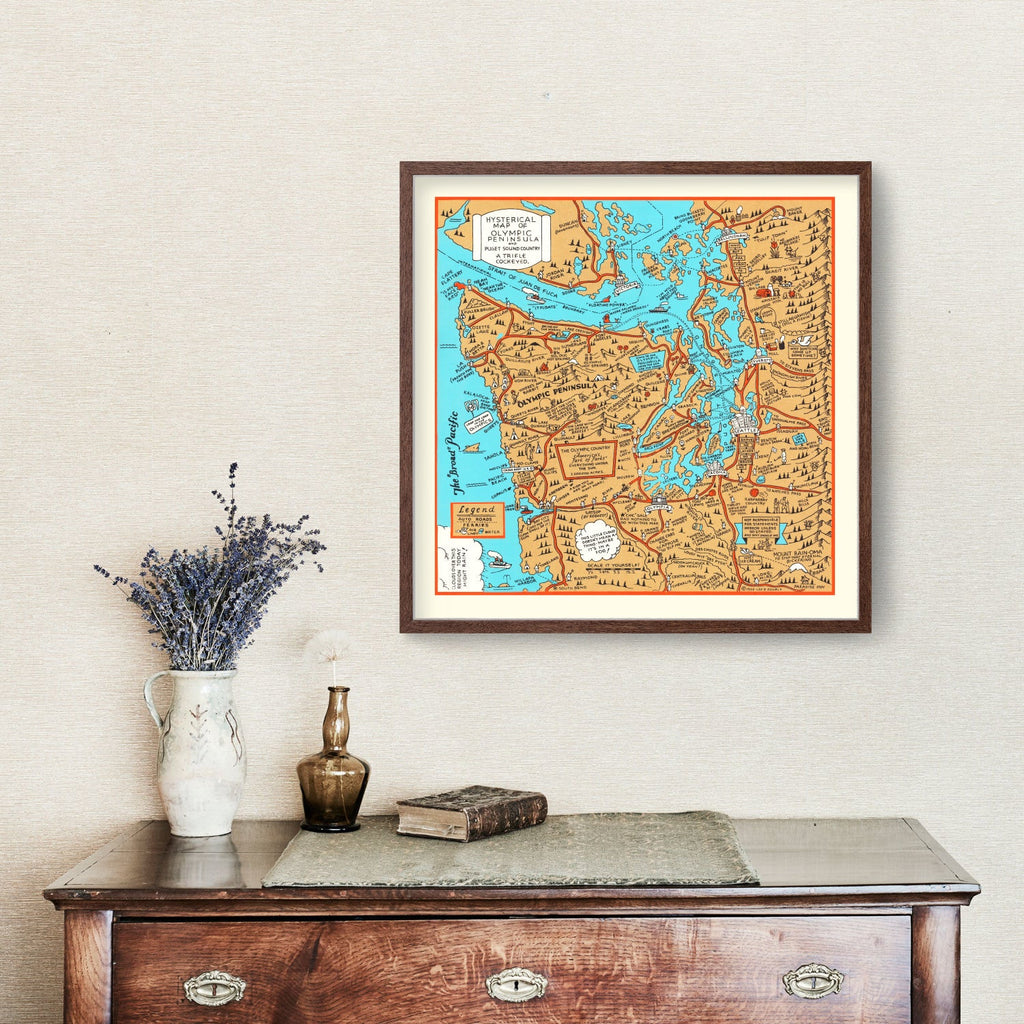 Vintage Map of Olympic Peninsula & Puget Sound, 1934