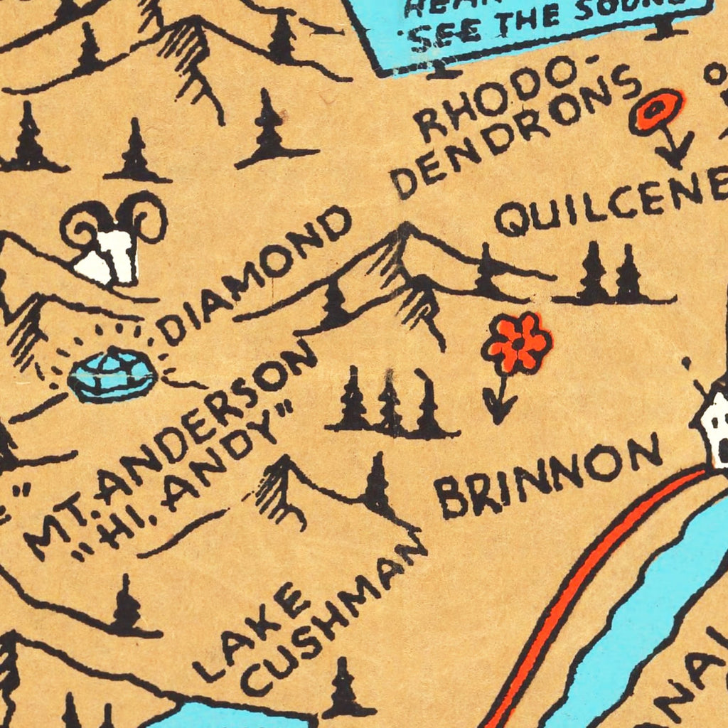 Vintage Map of Olympic Peninsula & Puget Sound, 1934