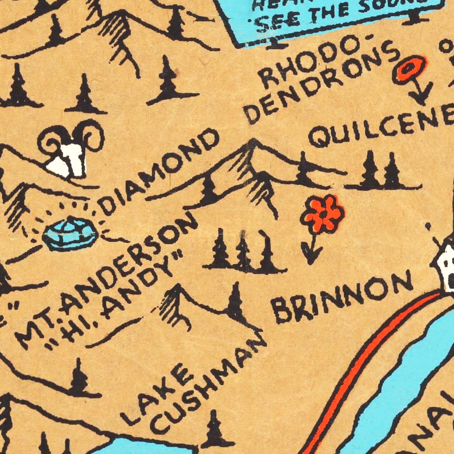 Vintage Map of Olympic Peninsula & Puget Sound, 1934