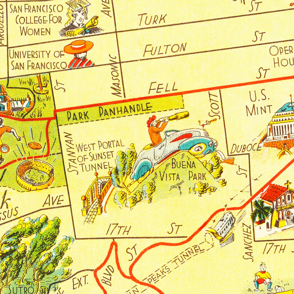 Vintage Map of San Francisco, California 1939