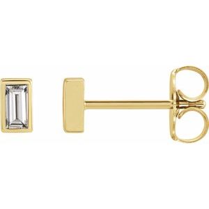 14K Yellow Gold 1/8 CTW Natural Diamond Bezel-Set Earrings