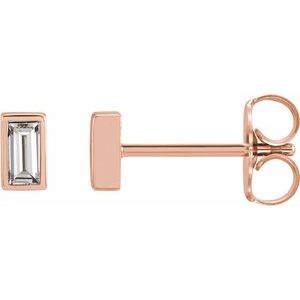 14K Rose Gold 1/8 CTW Natural Diamond Bezel-Set Earrings