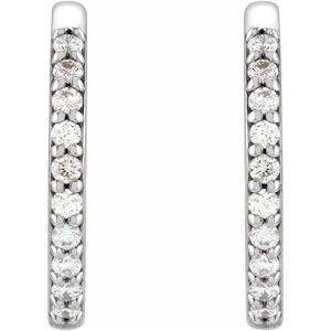 14K White Gold 1/6 CTW Natural Diamond Hinged 15 mm Hoop Earrings – image 2