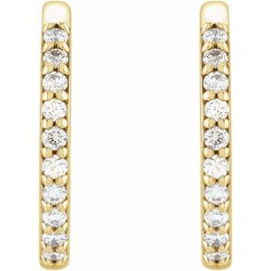 14K Yellow 1/6 CTW Natural Diamond Hinged 15 mm Hoop Earrings