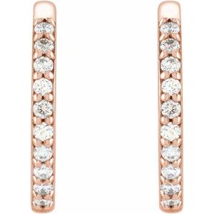 14K Rose 1/6 CTW Natural Diamond Hinged 15 mm Hoop Earrings