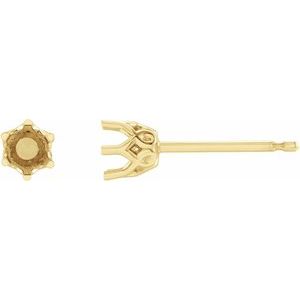 18K Yellow Gold 4 mm Round 6-Prong Earring Mounting