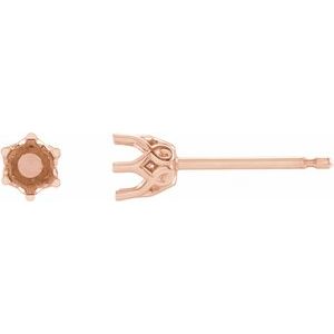 14K Rose Gold 3.5 mm Round 6-Prong Earring Mounting