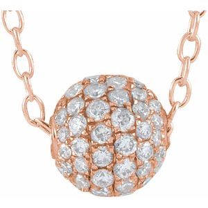 14K Rose Gold 6 mm 3/8 CTW Natural Diamond Ball 16-18" Necklace