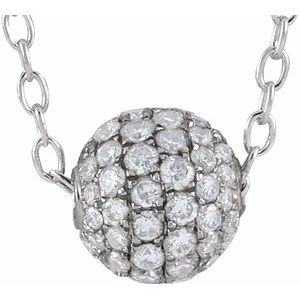14K White Gold 6 mm 3/8 CTW Natural Diamond Ball 16-18" Necklace