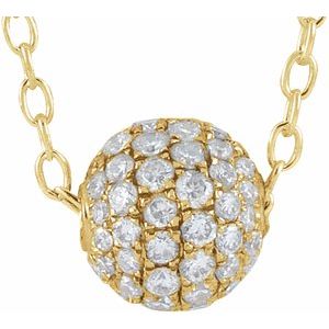 14K Yellow Gold 6 mm 3/8 CTW Natural Diamond Ball 16-18" Necklace