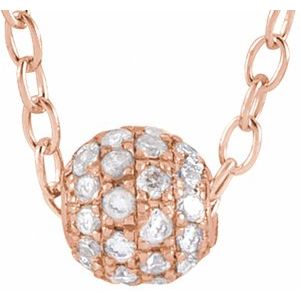 14K Rose Gold 3 mm 1/8 CTW Natural Diamond Ball 16-18" Necklace