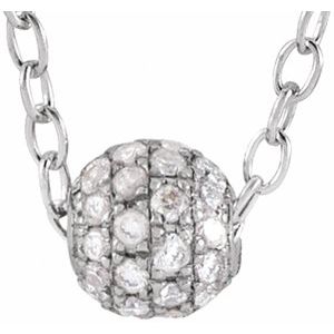 14K White Gold 3 mm 1/8 CTW Natural Diamond Ball 16-18" Necklace