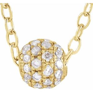 14K Yellow Gold 3 mm 1/8 CTW Natural Diamond Ball 16-18" Necklace