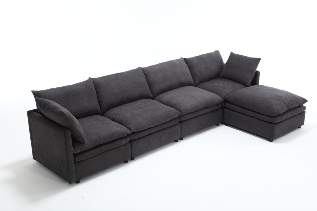 [ PACKAGING NEW UPGRADE]   [VIDEO PROVIDED]Modern U-shaped Sectional Sofa ,5-seat  Sofa ,Sleeper Sofa Couch with Chaise Lounge for Living Room,Apartment,Upholstered,Polyester,New upgrade,Dark Gray