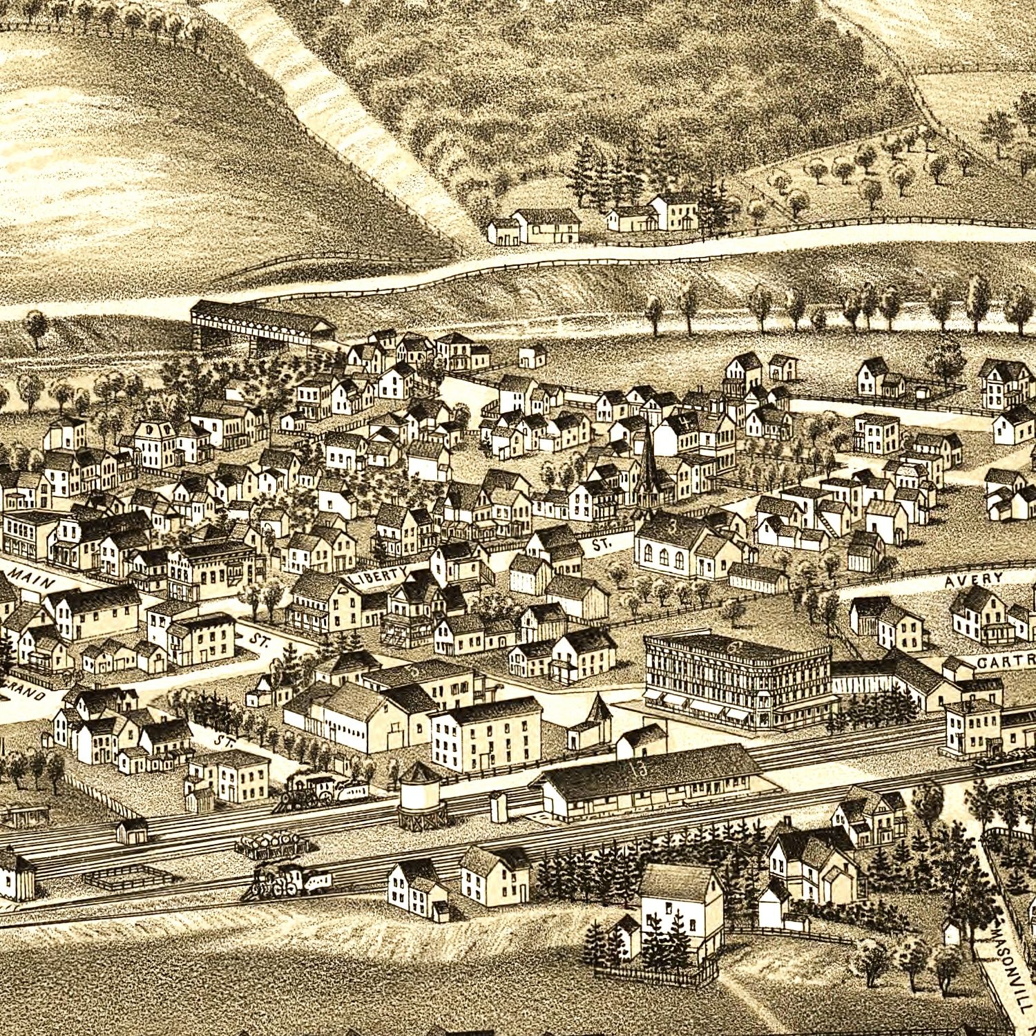 Vintage Map of Sidney, New York 1887