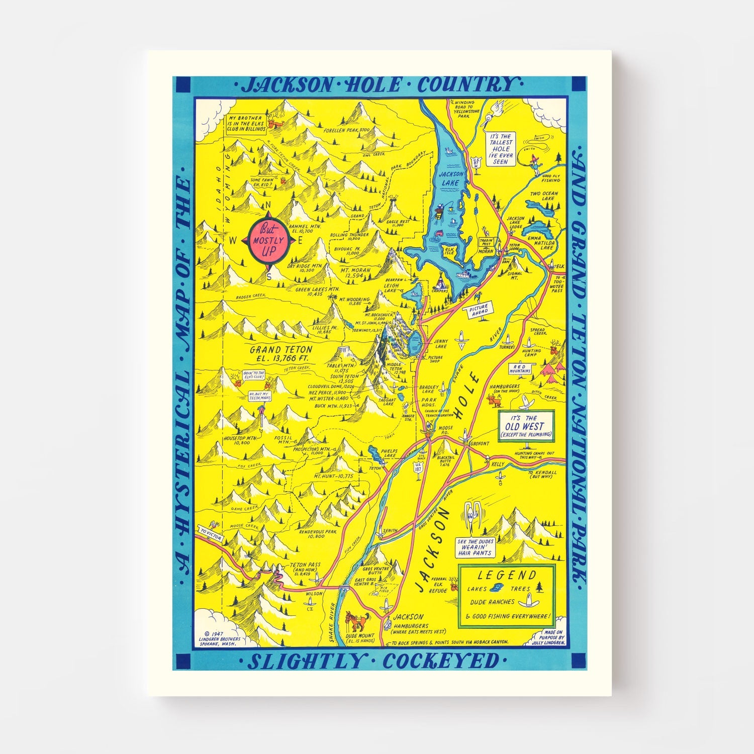 Vintage Map of Grand Teton National Park, 1947