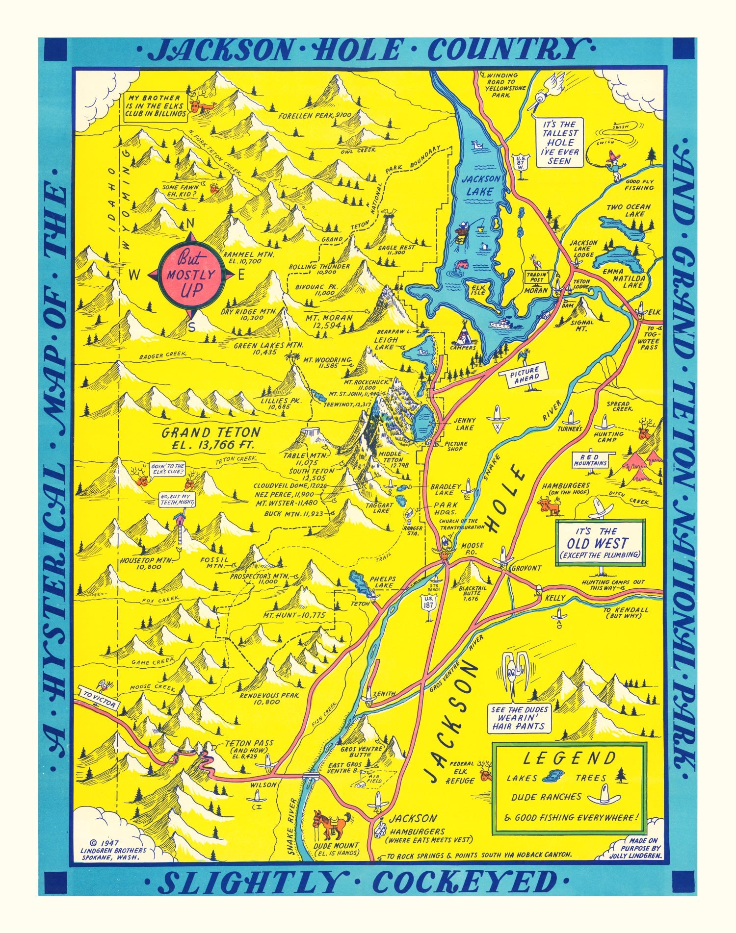 Vintage Map of Grand Teton National Park, 1947