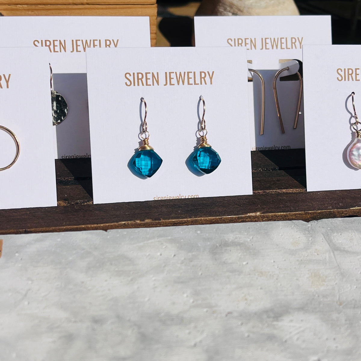 14k gold filled PEACOCK BLUE QUARTZ EARRINGS