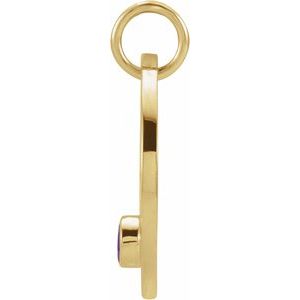 14K Yellow Gold Natural Amethyst Sagittarius Zodiac Pendant