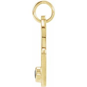 14K Yellow Gold Natural Black Spinel Aquarius Zodiac Pendant