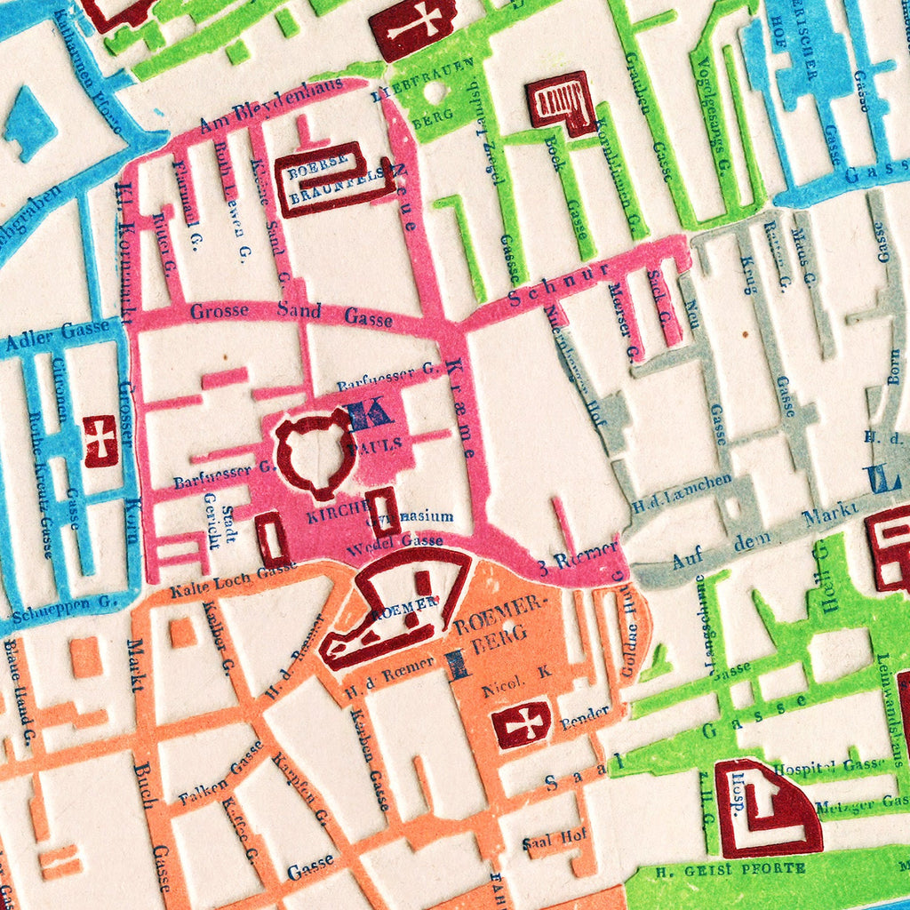 Vintage Map of Frankfurt, Germany 1844