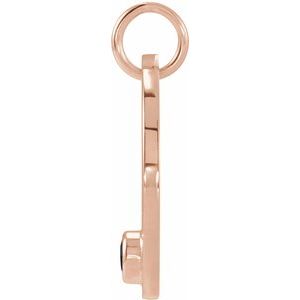 14K Rose Gold Natural Black Spinel Aquarius Zodiac Pendant