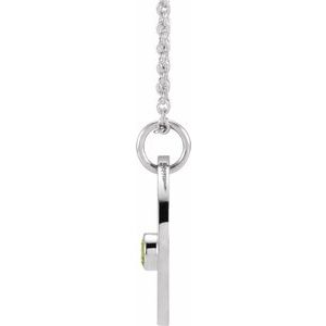 Platinum Natural Peridot Gemini Zodiac 16-18" Necklace